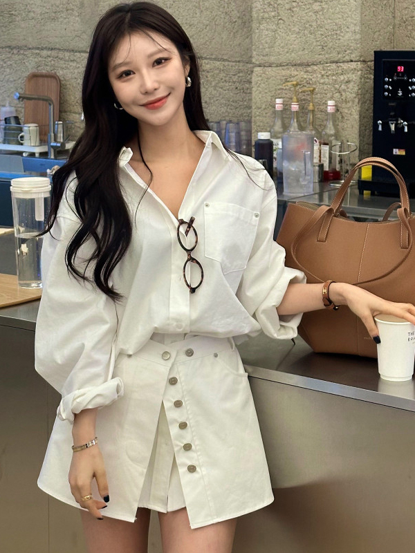 Witte overhemdjurk Dames Korea - Korean Style A Line Shirt Dress recensie en prijs
