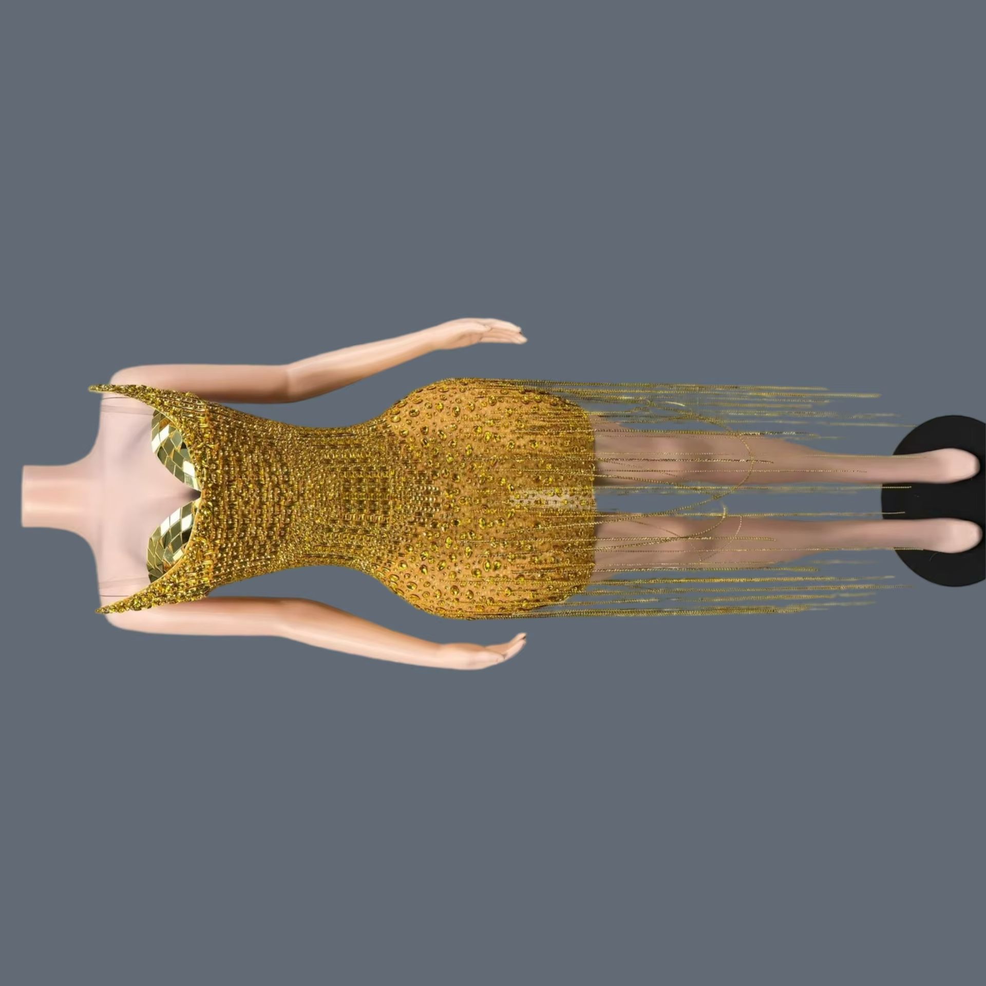 Verjaardagsfeestje Luxe Gouden - Sparkly Rhinestone Club Party Dress recensie en prijs
